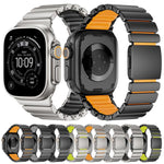 Cinturino per orologio in acciaio inossidabile con fibbia magnetica e perlina singola in silicone., For Apple Watch 46mm / 49mm / 45mm / 44mm