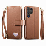 Portafoglio con cerniera a forma di cuore fantasy, custodia per telefono in pelle vegana con cinturino, For Samsung Galaxy S25 Ultra 5G