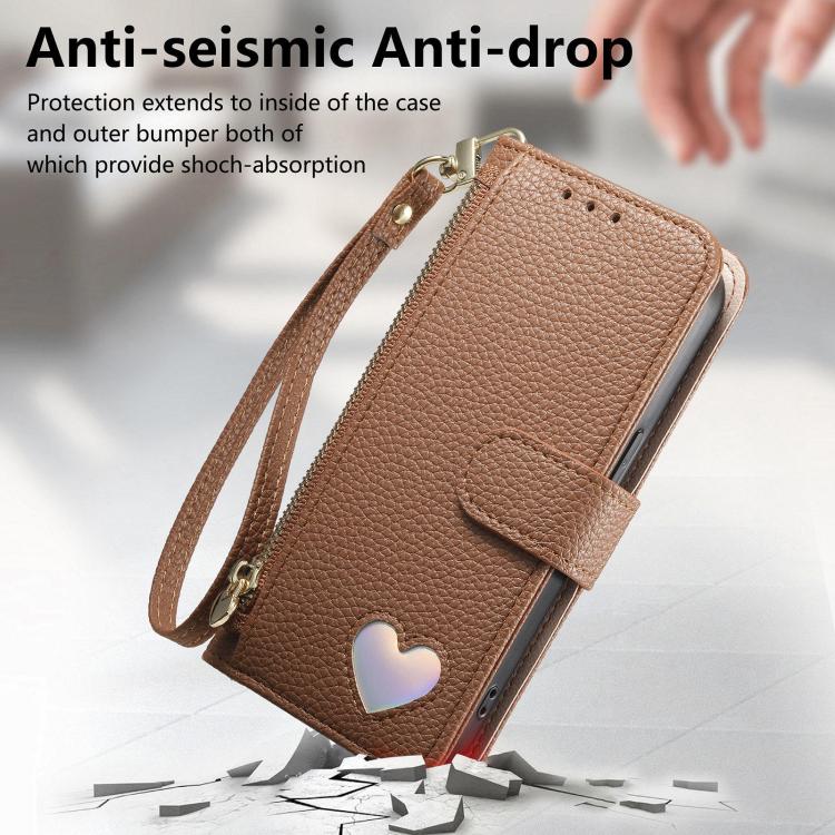 Portafoglio con cerniera a forma di cuore fantasy, custodia per telefono in pelle vegana con cinturino, For Samsung Galaxy S25 Ultra 5G