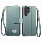 Portafoglio con cerniera a forma di cuore fantasy, custodia per telefono in pelle vegana con cinturino, For Samsung Galaxy S25 Ultra 5G