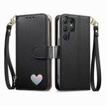 Portafoglio con cerniera a forma di cuore fantasy, custodia per telefono in pelle vegana con cinturino, For Samsung Galaxy S25 Ultra 5G