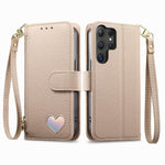 Portafoglio con cerniera a forma di cuore fantasy, custodia per telefono in pelle vegana con cinturino, For Samsung Galaxy S25 Ultra 5G