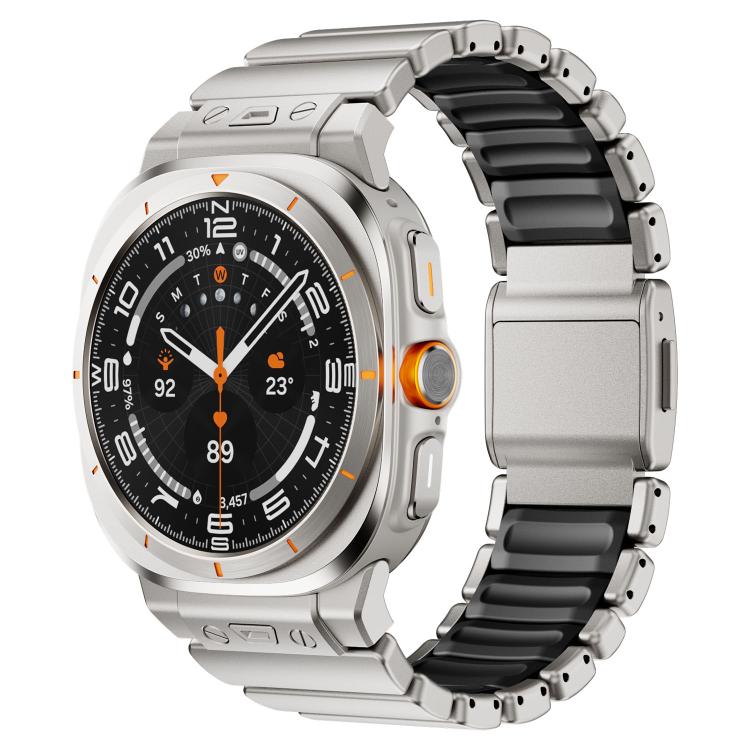 Cinturino per orologio in acciaio inossidabile con fibbia magnetica e perlina singola in silicone., For Samsung Galaxy Watch Ultra 47mm / Ultra 2025