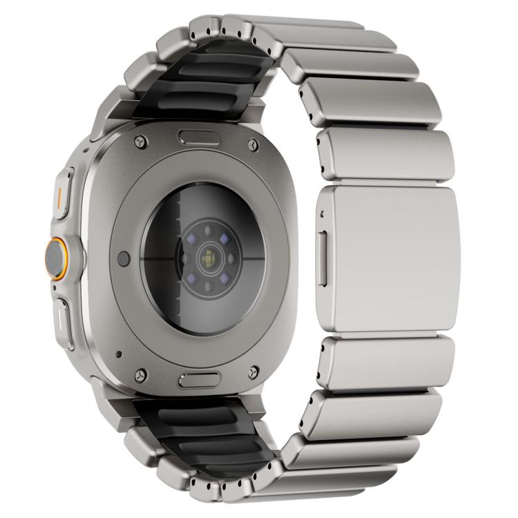 Cinturino per orologio in acciaio inossidabile con fibbia magnetica e perlina singola in silicone., For Samsung Galaxy Watch Ultra 47mm / Ultra 2025