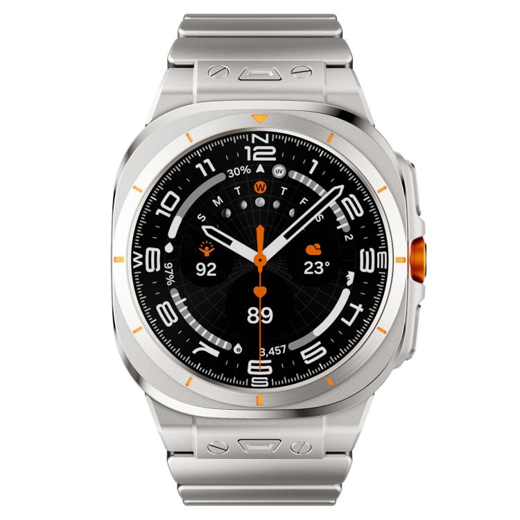 Cinturino per orologio in acciaio inossidabile con fibbia magnetica e perlina singola in silicone., For Samsung Galaxy Watch Ultra 47mm / Ultra 2025