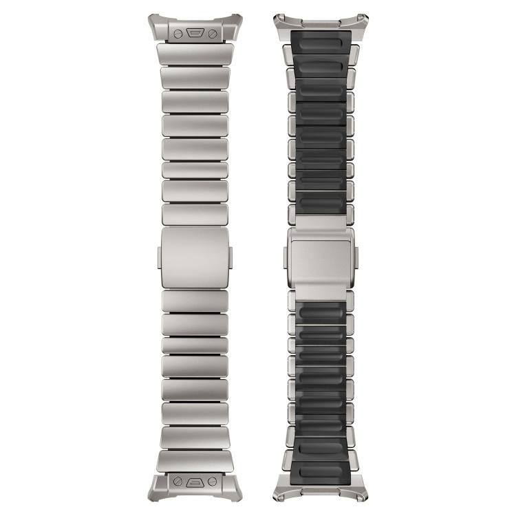 Cinturino per orologio in acciaio inossidabile con fibbia magnetica e perlina singola in silicone., For Samsung Galaxy Watch Ultra 47mm / Ultra 2025