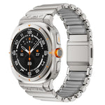 Cinturino per orologio in acciaio inossidabile con fibbia magnetica e perlina singola in silicone., For Samsung Galaxy Watch Ultra 47mm / Ultra 2025