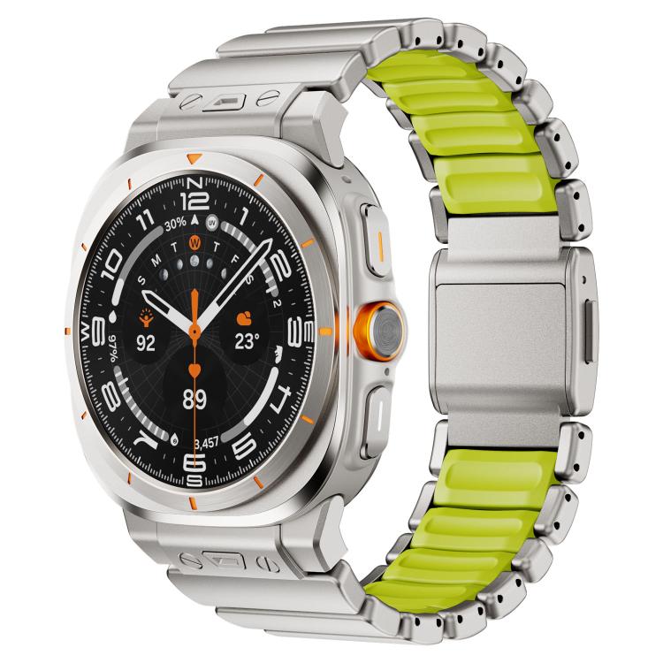 Cinturino per orologio in acciaio inossidabile con fibbia magnetica e perlina singola in silicone., For Samsung Galaxy Watch Ultra 47mm / Ultra 2025