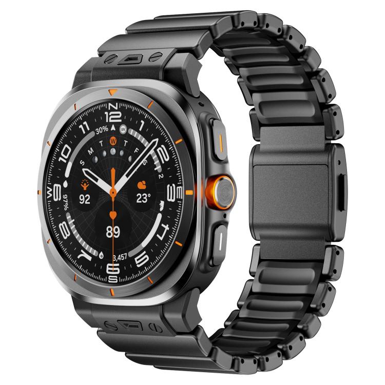 Cinturino per orologio in acciaio inossidabile con fibbia magnetica e perlina singola in silicone., For Samsung Galaxy Watch Ultra 47mm / Ultra 2025