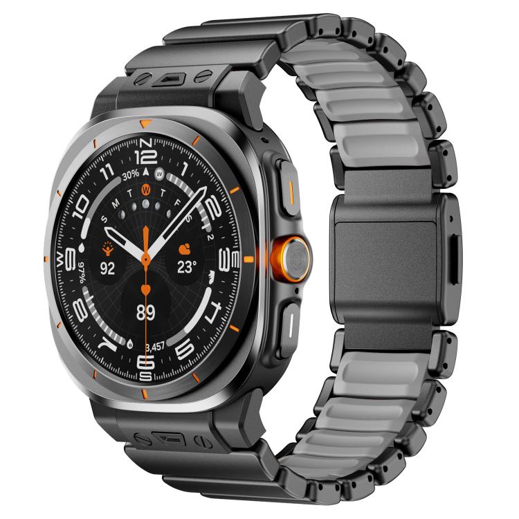Cinturino per orologio in acciaio inossidabile con fibbia magnetica e perlina singola in silicone., For Samsung Galaxy Watch Ultra 47mm / Ultra 2025