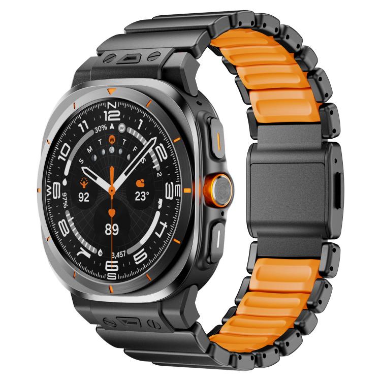 Cinturino per orologio in acciaio inossidabile con fibbia magnetica e perlina singola in silicone., For Samsung Galaxy Watch Ultra 47mm / Ultra 2025