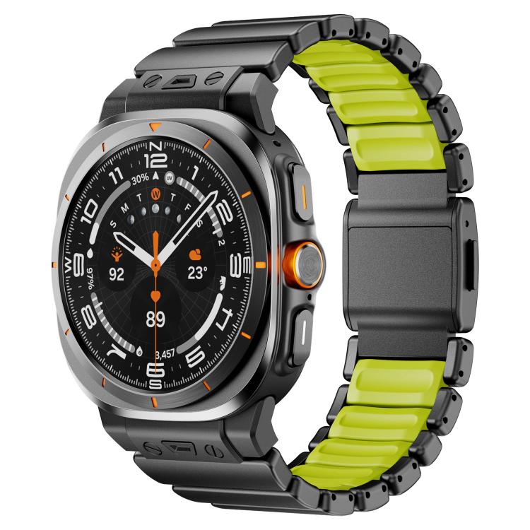 Cinturino per orologio in acciaio inossidabile con fibbia magnetica e perlina singola in silicone., For Samsung Galaxy Watch Ultra 47mm / Ultra 2025