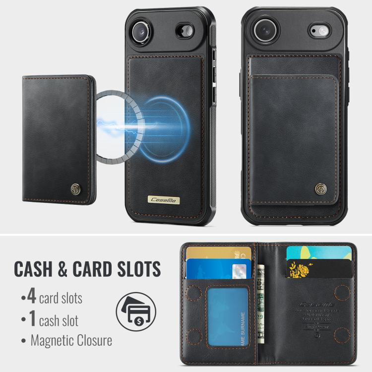 Custodia per telefono CaseMe serie Me80 con portafoglio rimovibile, protezione magnetica RFID e pelle vegana., For iPhone Air, For iPhone 16 Pro Max, For iPhone 16 Pro, For iPhone 16 Plus