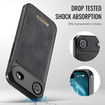 Custodia per telefono CaseMe serie Me80 con portafoglio rimovibile, protezione magnetica RFID e pelle vegana., For iPhone Air, For iPhone 16 Pro Max, For iPhone 16 Pro, For iPhone 16 Plus