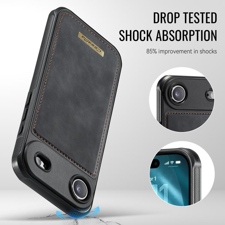 Custodia per telefono CaseMe serie Me80 con portafoglio rimovibile, protezione magnetica RFID e pelle vegana., For iPhone Air, For iPhone 16 Pro Max, For iPhone 16 Pro, For iPhone 16 Plus