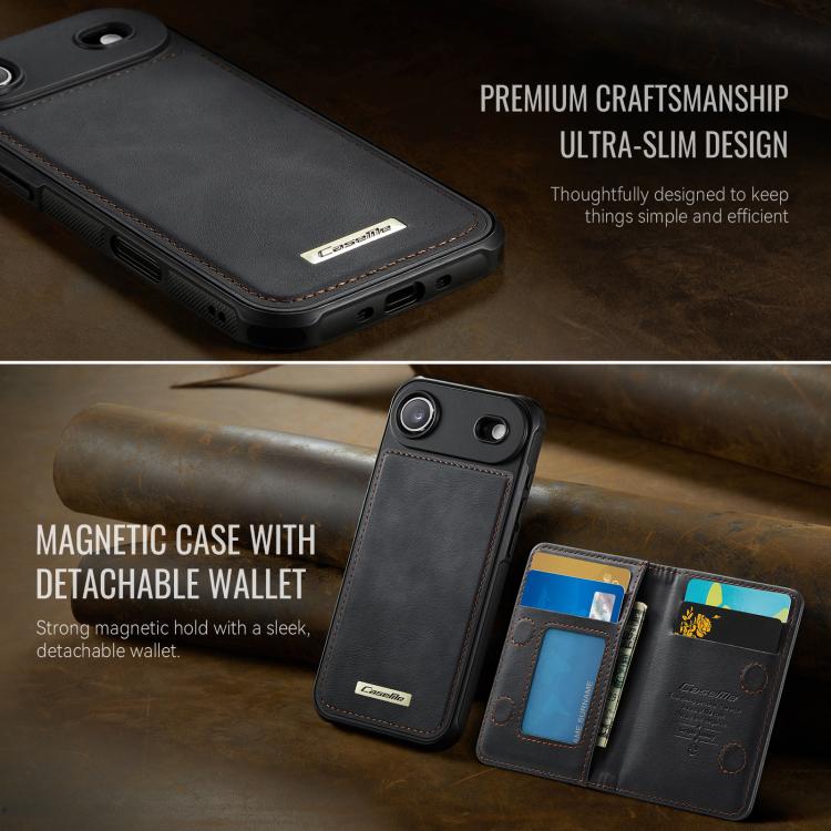 Custodia per telefono CaseMe serie Me80 con portafoglio rimovibile, protezione magnetica RFID e pelle vegana., For iPhone Air, For iPhone 16 Pro Max, For iPhone 16 Pro, For iPhone 16 Plus