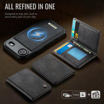 Custodia per telefono CaseMe serie Me80 con portafoglio rimovibile, protezione magnetica RFID e pelle vegana., For iPhone Air, For iPhone 16 Pro Max, For iPhone 16 Pro, For iPhone 16 Plus