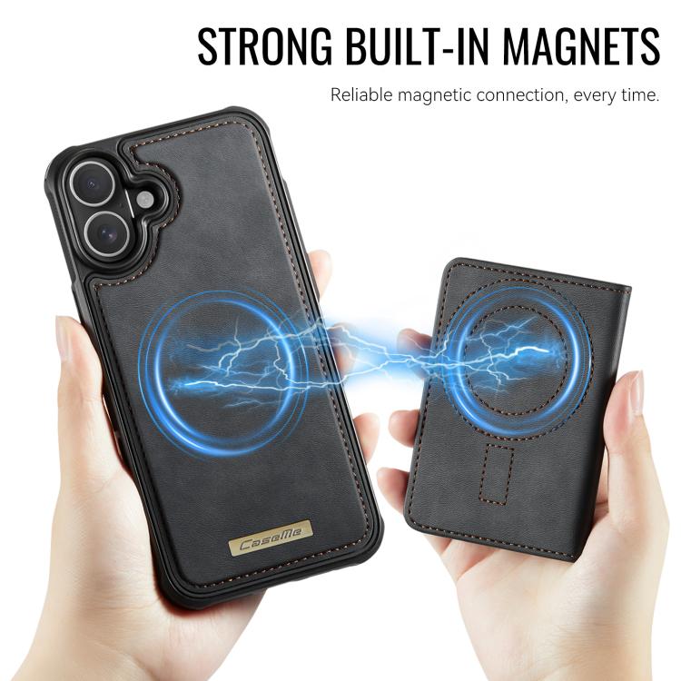 Custodia per telefono CaseMe serie Me80 con portafoglio rimovibile, protezione magnetica RFID e pelle vegana., For iPhone 16, For iPhone 15 Pro Max, For iPhone 15 Pro, For iPhone 15 Plus / 14 Plus
