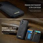 Custodia per telefono CaseMe serie Me80 con portafoglio rimovibile, protezione magnetica RFID e pelle vegana., For iPhone 16, For iPhone 15 Pro Max, For iPhone 15 Pro, For iPhone 15 Plus / 14 Plus