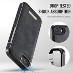 Custodia per telefono CaseMe serie Me80 con portafoglio rimovibile, protezione magnetica RFID e pelle vegana., For iPhone 17e / 16e, For iPhone 17 Pro Max, For iPhone 17 Pro, For iPhone 17