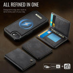 Custodia per telefono CaseMe serie Me80 con portafoglio rimovibile, protezione magnetica RFID e pelle vegana., For iPhone 17e / 16e, For iPhone 17 Pro Max, For iPhone 17 Pro, For iPhone 17