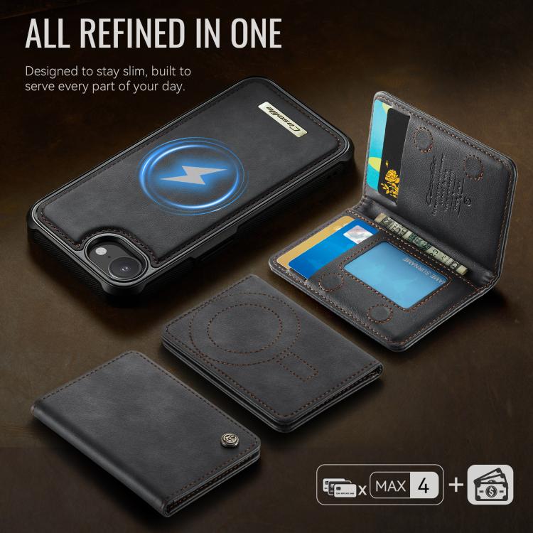 Custodia per telefono CaseMe serie Me80 con portafoglio rimovibile, protezione magnetica RFID e pelle vegana., For iPhone 17e / 16e, For iPhone 17 Pro Max, For iPhone 17 Pro, For iPhone 17
