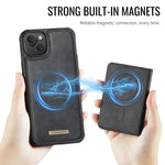 Custodia per telefono CaseMe serie Me80 con portafoglio rimovibile, protezione magnetica RFID e pelle vegana., For iPhone 15, For iPhone 14, For iPhone 14 Pro, For iPhone 14 Pro Max