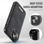 Custodia per telefono CaseMe serie Me80 con portafoglio rimovibile, protezione magnetica RFID e pelle vegana., For iPhone 15, For iPhone 14, For iPhone 14 Pro, For iPhone 14 Pro Max