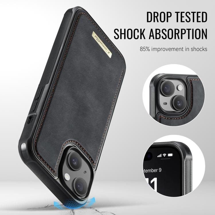 Custodia per telefono CaseMe serie Me80 con portafoglio rimovibile, protezione magnetica RFID e pelle vegana., For iPhone 15, For iPhone 14, For iPhone 14 Pro, For iPhone 14 Pro Max