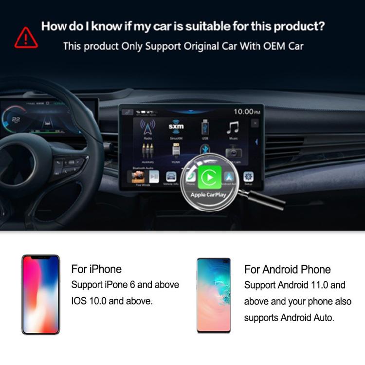 M65 2GB+16GB Box per auto con intelligenza artificiale, Android 11, adattatore wireless CarPlay/Android Auto, M65