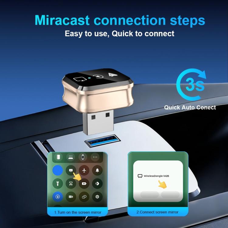 Adattatore M70 per AirPlay/Miracast 4 in 1 per mirroring dello schermo, compatibile con CarPlay/Android Auto, da cablato a wireless., M70