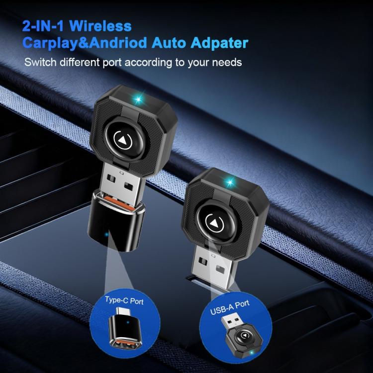 Convertitore da cablato a wireless M32 per veicoli CarPlay/Android Auto, box AI 2 in 1, adattatore wireless per auto, M32