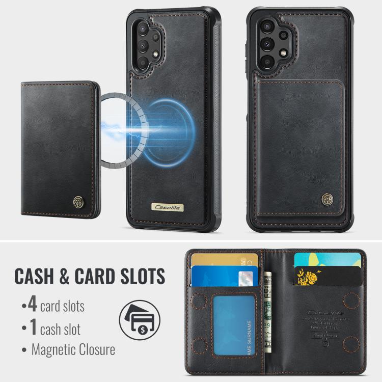 Custodia per telefono CaseMe serie Me80 con portafoglio rimovibile, protezione magnetica RFID e pelle vegana., For Samsung Galaxy A13 / A04s, For Samsung Galaxy A52 / A52s 5G