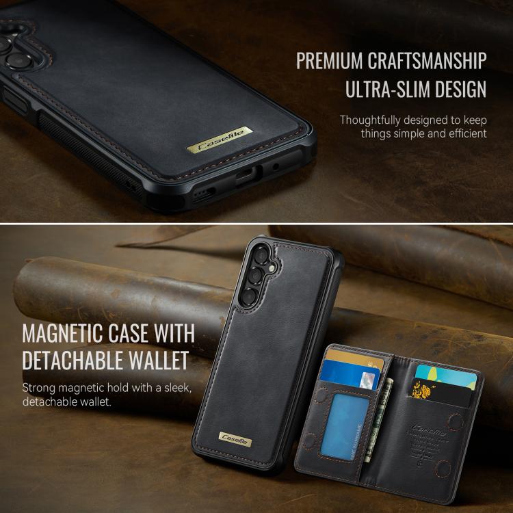 Custodia per telefono CaseMe serie Me80 con portafoglio rimovibile, protezione magnetica RFID e pelle vegana., For Samsung Galaxy A17, For Samsung Galaxy S25 Edge 5G, For Samsung Galaxy A56 5G, For Samsung Galaxy A16