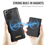 Custodia per telefono CaseMe serie Me80 con portafoglio rimovibile, protezione magnetica RFID e pelle vegana., For Samsung Galaxy S22 5G, For Samsung Galaxy S21 FE 5G, For Samsung Galaxy S21 5G, For Samsung Galaxy S21+ 5G
