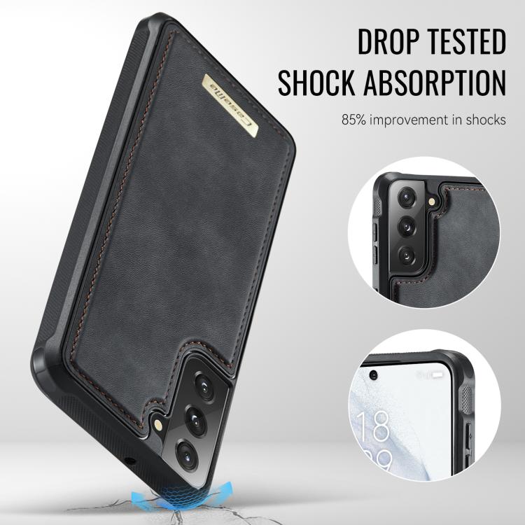 Custodia per telefono CaseMe serie Me80 con portafoglio rimovibile, protezione magnetica RFID e pelle vegana., For Samsung Galaxy S22 5G, For Samsung Galaxy S21 FE 5G, For Samsung Galaxy S21 5G, For Samsung Galaxy S21+ 5G