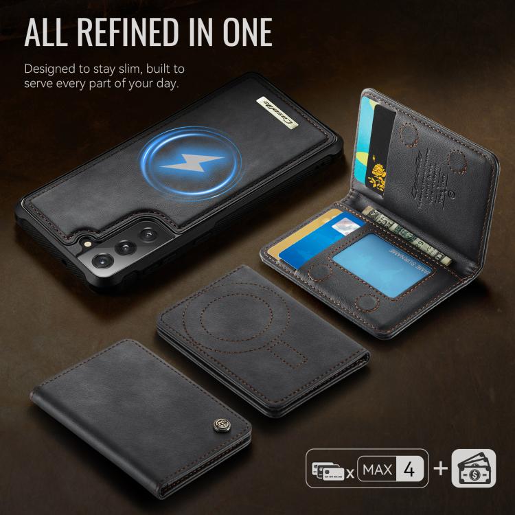 Custodia per telefono CaseMe serie Me80 con portafoglio rimovibile, protezione magnetica RFID e pelle vegana., For Samsung Galaxy S22 5G, For Samsung Galaxy S21 FE 5G, For Samsung Galaxy S21 5G, For Samsung Galaxy S21+ 5G