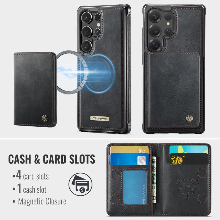Custodia per telefono CaseMe serie Me80 con portafoglio rimovibile, protezione magnetica RFID e pelle vegana., For Samsung Galaxy S25 Ultra 5G, For Samsung Galaxy S24 FE 5G, For Samsung Galaxy S24 Ultra 5G, For Samsung Galaxy A15