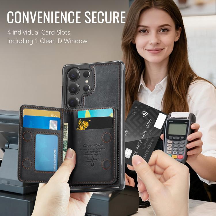 Custodia per telefono CaseMe serie Me80 con portafoglio rimovibile, protezione magnetica RFID e pelle vegana., For Samsung Galaxy S25 Ultra 5G, For Samsung Galaxy S24 FE 5G, For Samsung Galaxy S24 Ultra 5G, For Samsung Galaxy A15