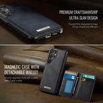 Custodia per telefono CaseMe serie Me80 con portafoglio rimovibile, protezione magnetica RFID e pelle vegana., For Samsung Galaxy S25 Ultra 5G, For Samsung Galaxy S24 FE 5G, For Samsung Galaxy S24 Ultra 5G, For Samsung Galaxy A15