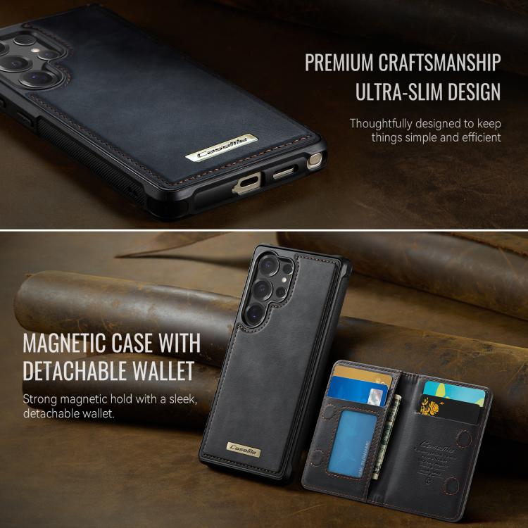 Custodia per telefono CaseMe serie Me80 con portafoglio rimovibile, protezione magnetica RFID e pelle vegana., For Samsung Galaxy S25 Ultra 5G, For Samsung Galaxy S24 FE 5G, For Samsung Galaxy S24 Ultra 5G, For Samsung Galaxy A15