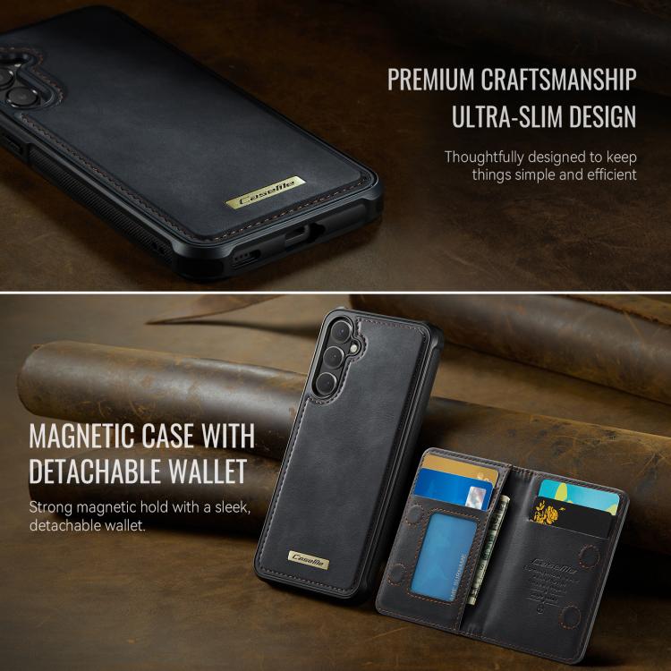 Custodia per telefono CaseMe serie Me80 con portafoglio rimovibile, protezione magnetica RFID e pelle vegana., For Samsung Galaxy S26+ 5G, For Galaxy S26 Ultra 5G, For Samsung Galaxy S26 5G, For Samsung Galaxy S25 FE 5G