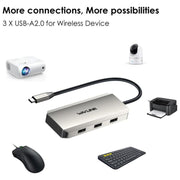 WAVLINK UMD308L Laptops HD / DP / 100W PD Ports Triple 4K Docking Station USB-C Hub Adapter