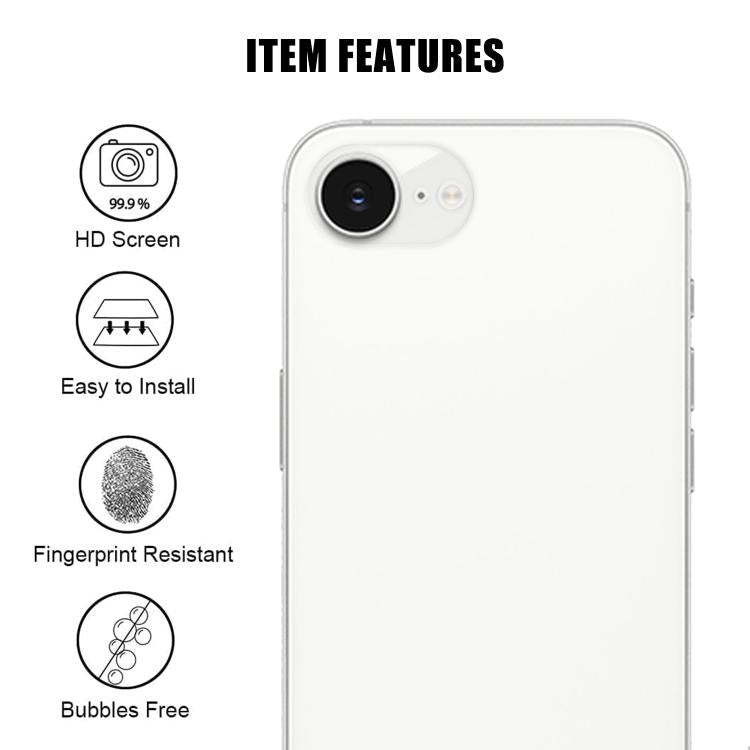 Pellicola in vetro temperato trasparente HD anti-impronta Kalebol per obiettivo fotocamera integrato AR., For iPhone 17e / 16e, For iPhone 17 Pro Max, For iPhone 17 Pro, For iPhone 17, For iPhone Air, For iPhone 16 Pro / 16 Pro Max                     ...
