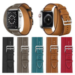Per Apple Watch 3/2/1 Generazione Cinturino a doppio anello in pelle universale da 42 mm
