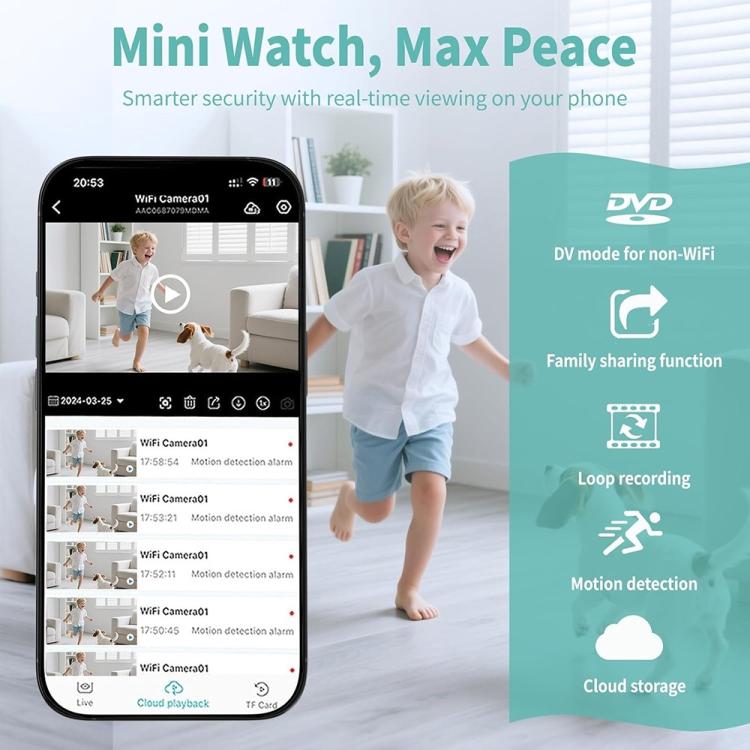 L28 Supporta la visione notturna HD grandangolare, mini telecamera WiFi con rilevamento intelligente del movimento e registratore remoto, L28