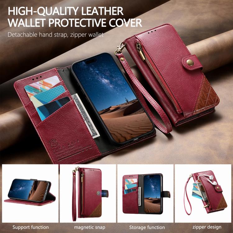 Portafoglio con cerniera e cinturino in ecopelle vegana., For Samsung Galaxy A25 5G, For Samsung Galaxy S23 FE 5G, For Samsung Galaxy A14, For Samsung Galaxy S23 Ultra 5G