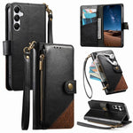 Portafoglio con cerniera e cinturino in ecopelle vegana., For Samsung Galaxy A25 5G, For Samsung Galaxy S23 FE 5G, For Samsung Galaxy A14, For Samsung Galaxy S23 Ultra 5G