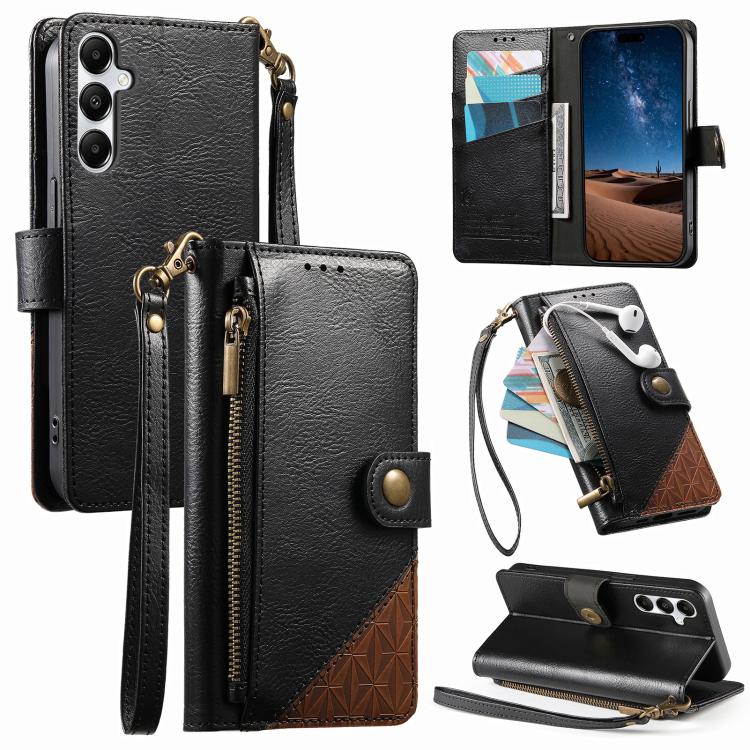 Portafoglio con cerniera e cinturino in ecopelle vegana., For Samsung Galaxy A25 5G, For Samsung Galaxy S23 FE 5G, For Samsung Galaxy A14, For Samsung Galaxy S23 Ultra 5G