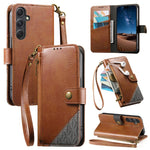 Portafoglio con cerniera e cinturino in ecopelle vegana., For Samsung Galaxy A57 5G, For Samsung Galaxy A37 5G, For Samsung Galaxy S25 FE 5G, For Samsung Galaxy A17